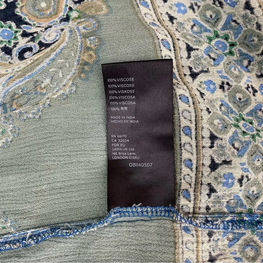 Free People Luna Scarf Print Tunic Ocean Blue Green